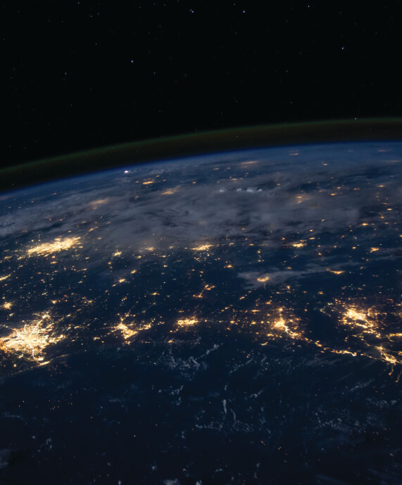 Earth at night representing global strategy